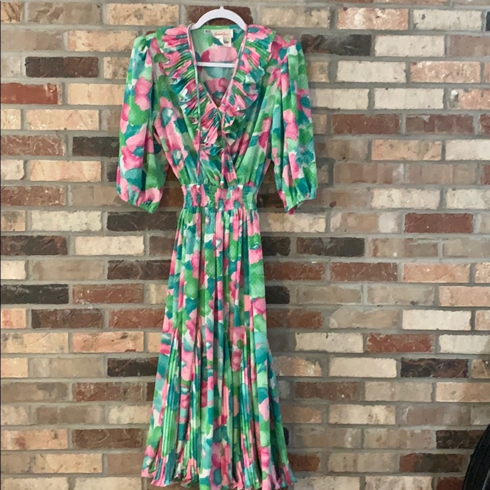 VTG Neumann Marcus Susan Fries Dress XS Floral